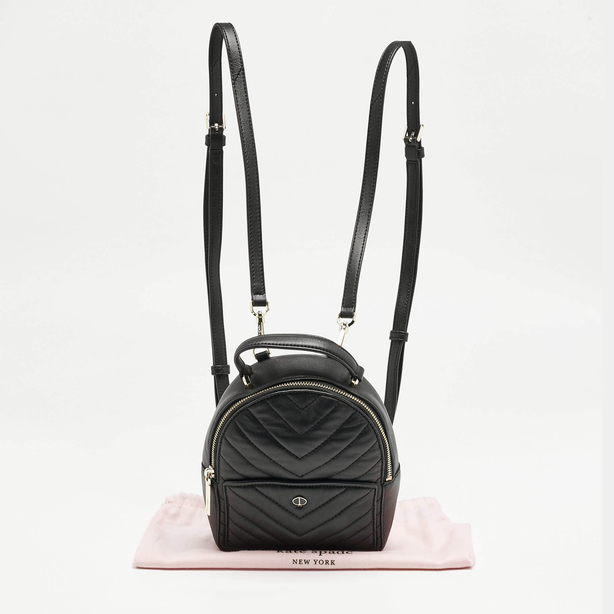 Kate Spade Black Quilted Leather Mini Polly Backpack Kate Spade