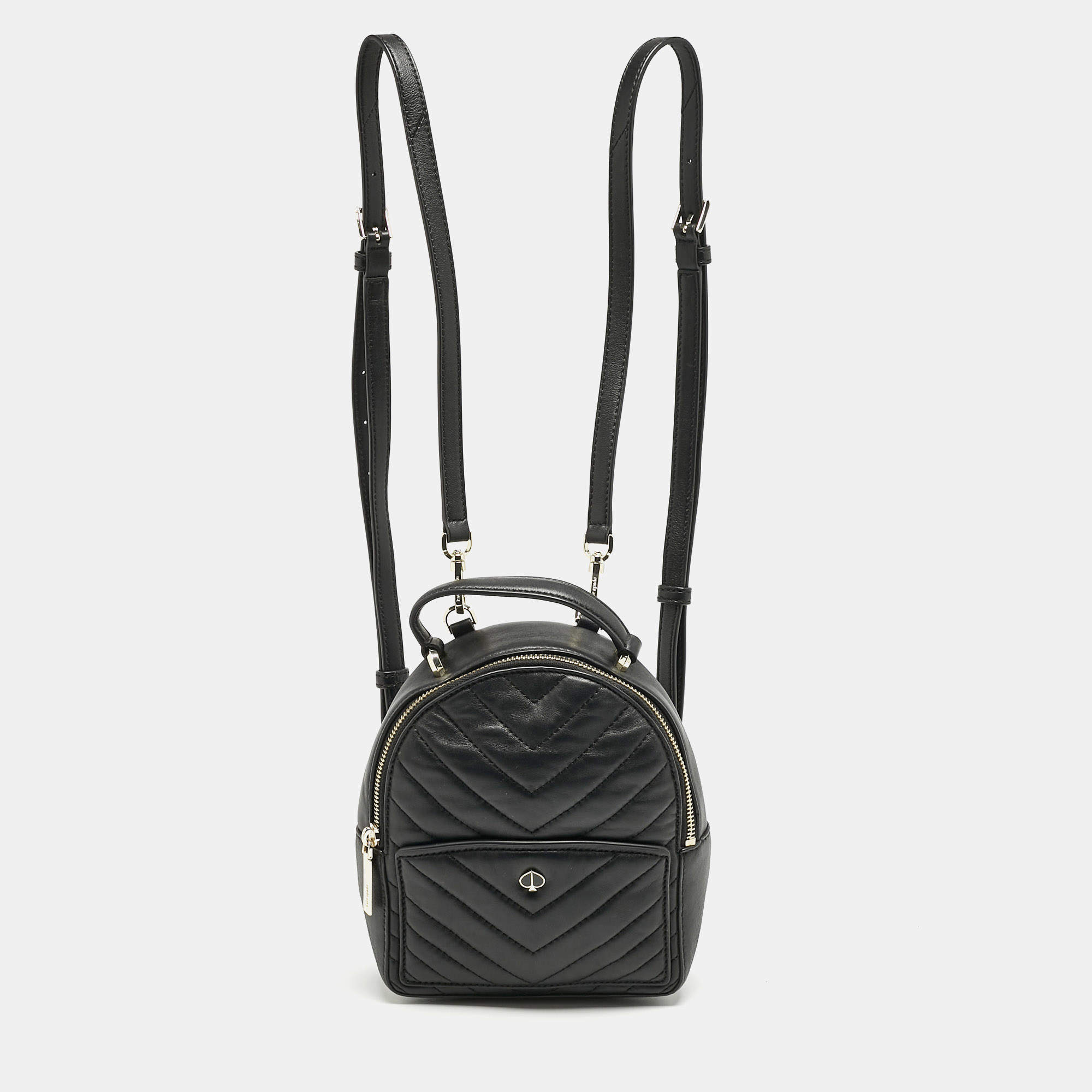 Kate Spade Black Quilted Leather Mini Polly Backpack