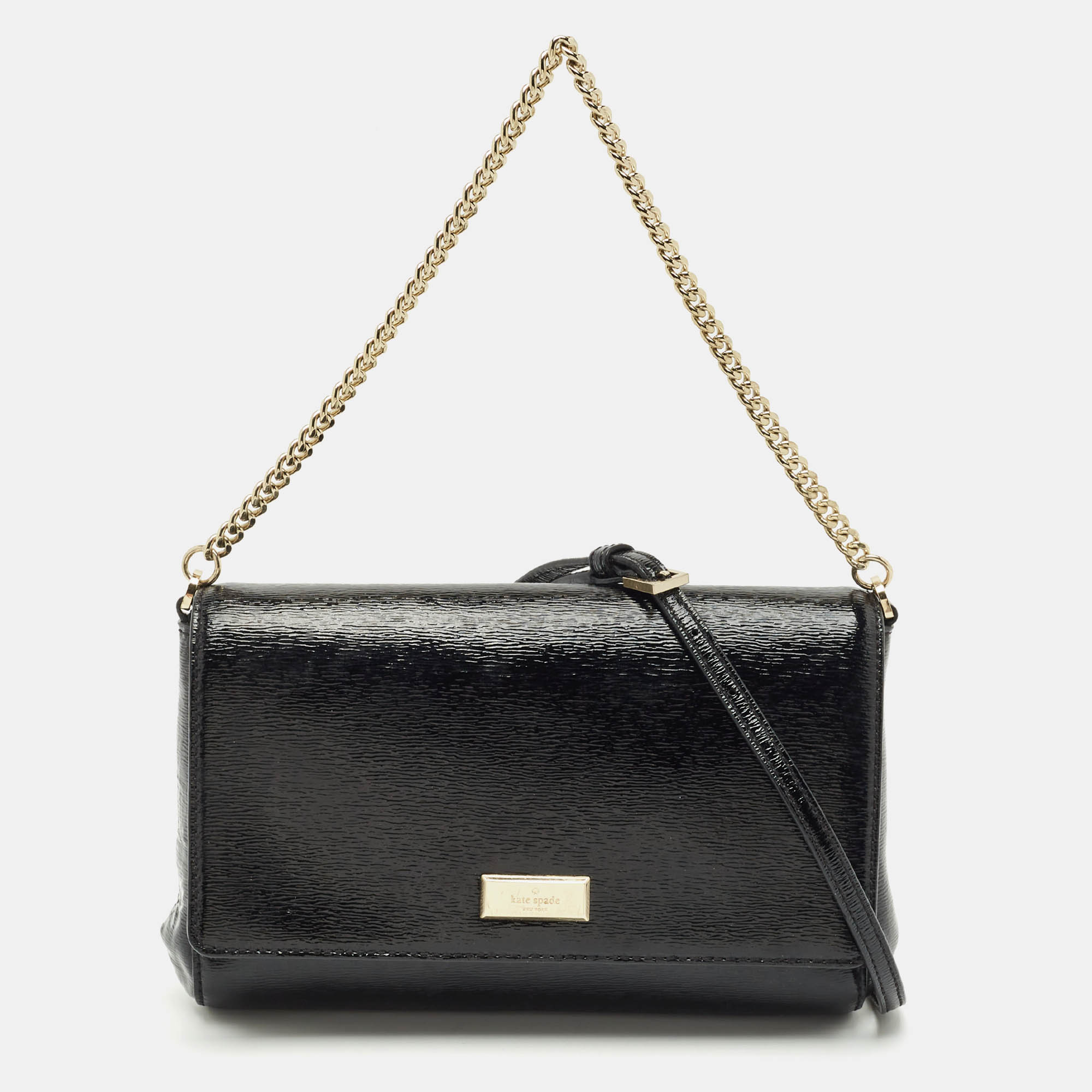 Pre Owned Kate Spade Black Patent Leather Greer Crossbody Bag