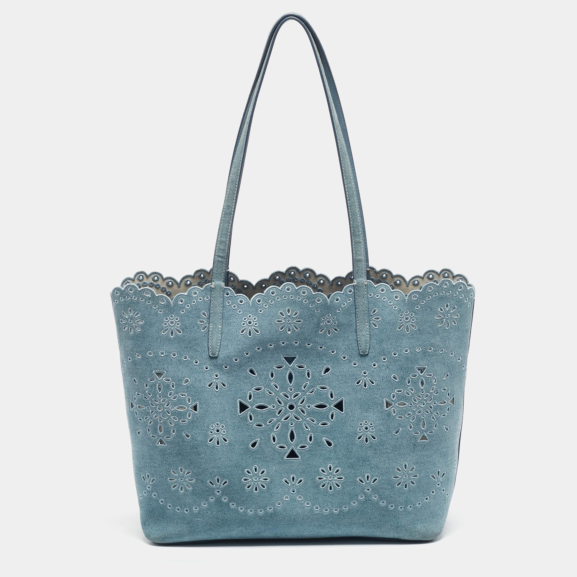 Pre Owned Kate Spade Light Blue Denim Do It All Tote