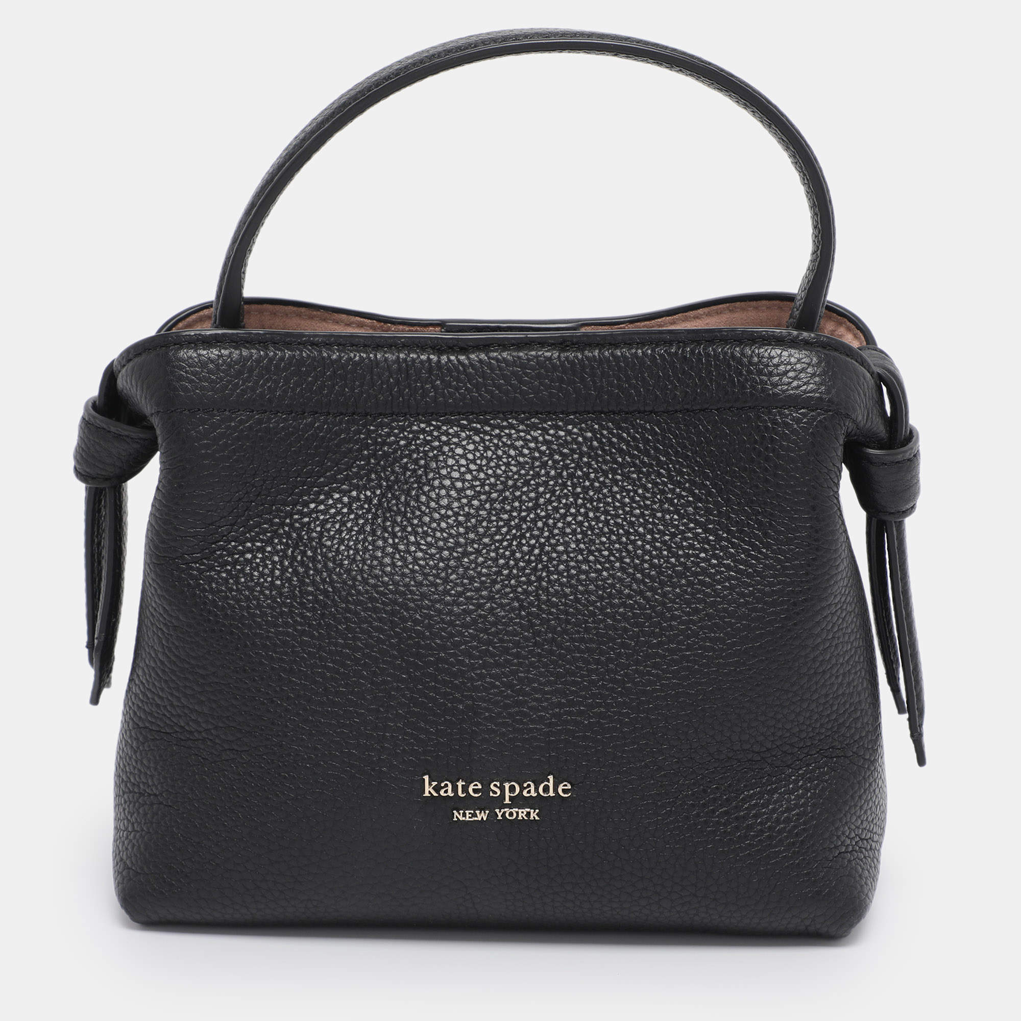 Pre Owned Kate Spade Black Leather Mini Knot Top Handle Crossbody Bag