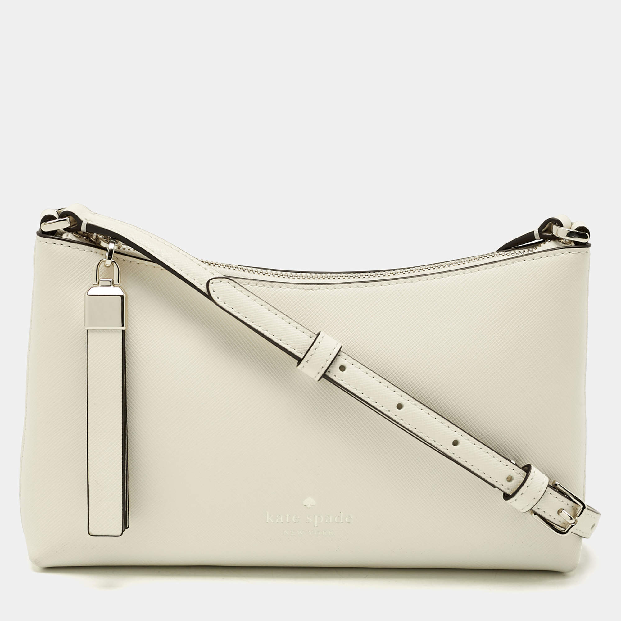 Pre Owned Kate Spade Off White Leather Sadie Crossbody Bag