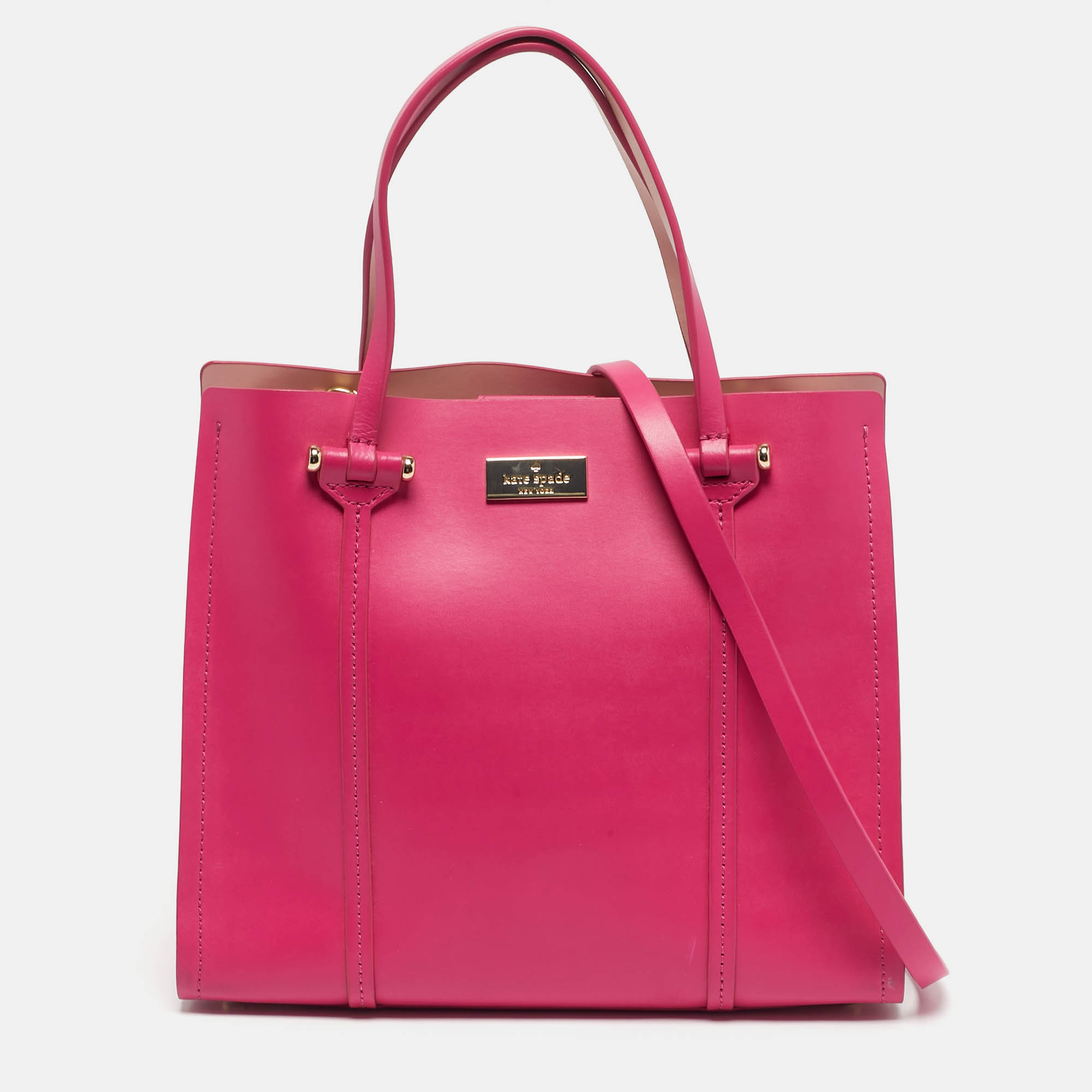 Pre Owned Kate Spade Fuchsia Leather Small Arbour Hill Elodie Tote
