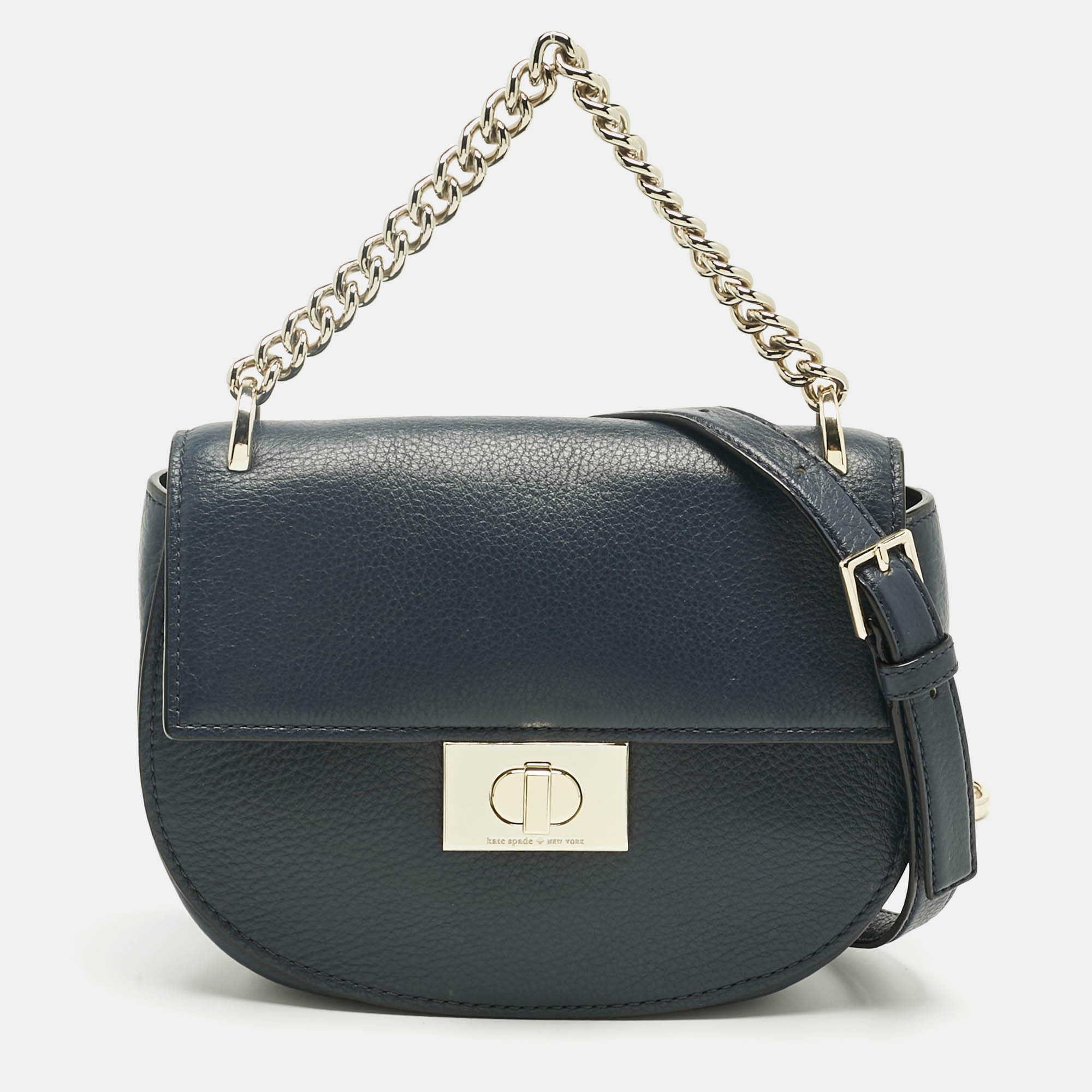 Pre Owned Kate Spade Navy Blue Leather Greenwood Place Rita Crossbody Bag