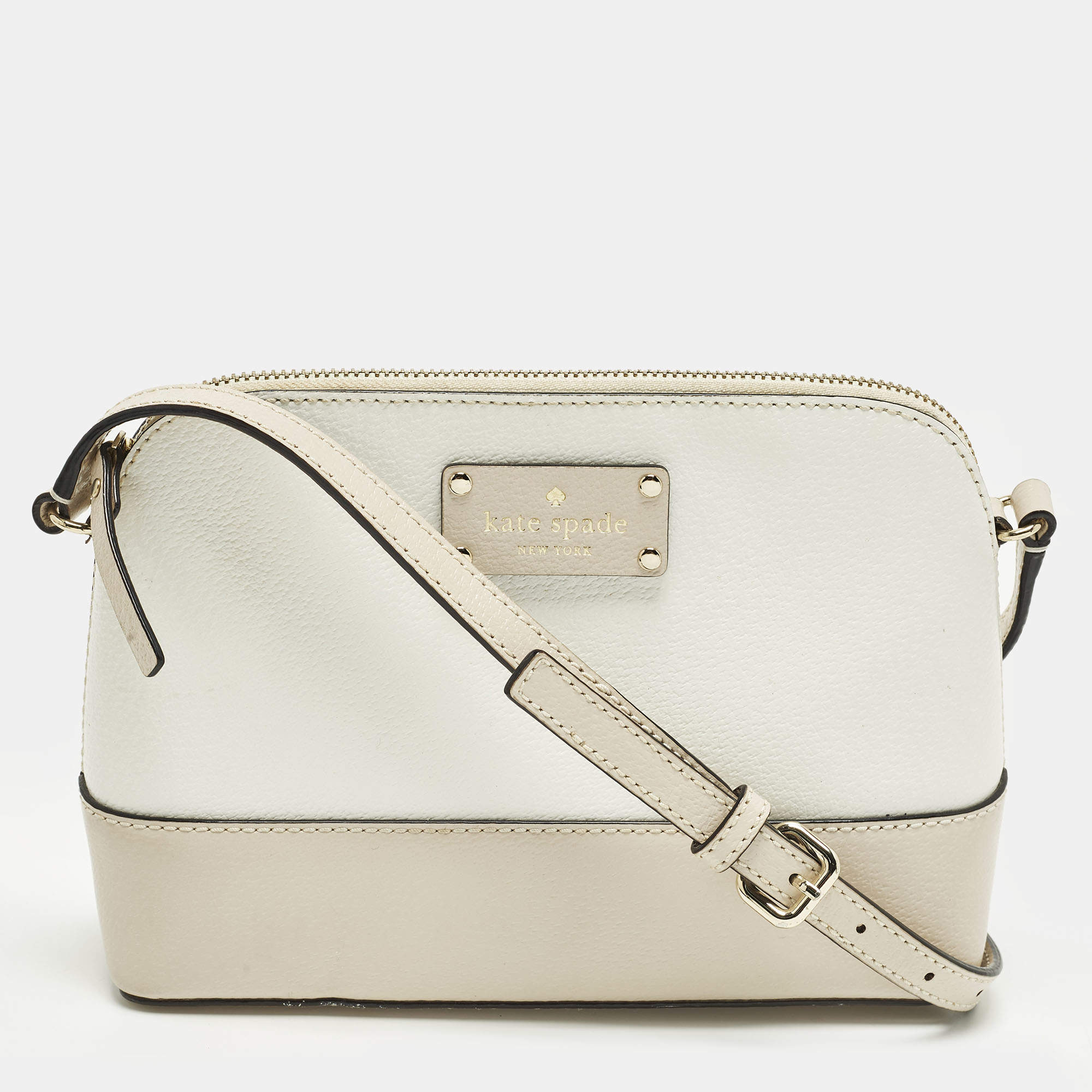 مملوكة مسبقًا Kate Spade Bay Street Hanna White/Beige Leather Crossbody Bag