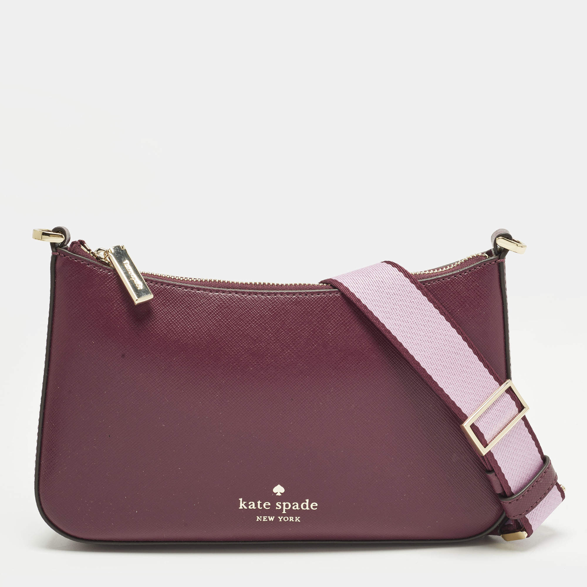 Pre Owned Kate Spade Burgundy Leather Crossbody Bag