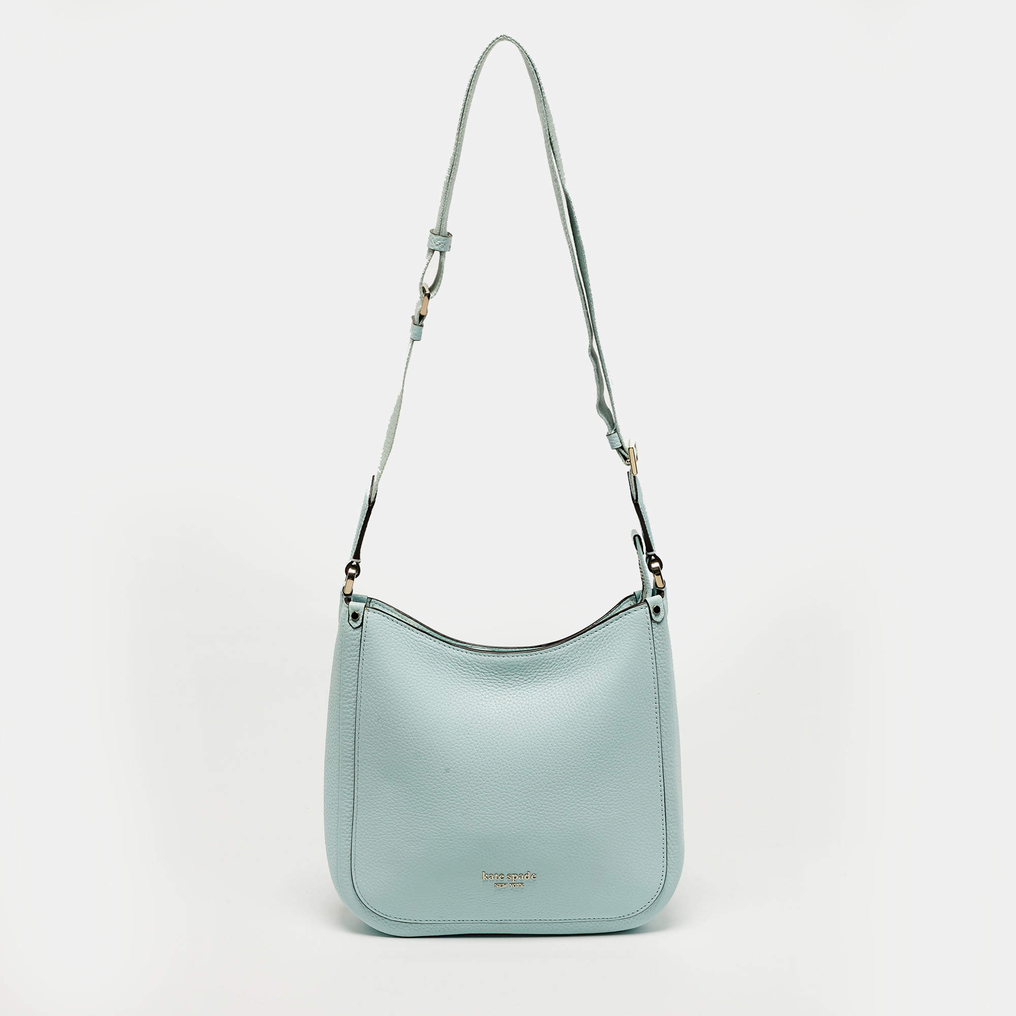 Pre Owned Kate Spade Roulette Medium Light Green Leather Messenger Bag 