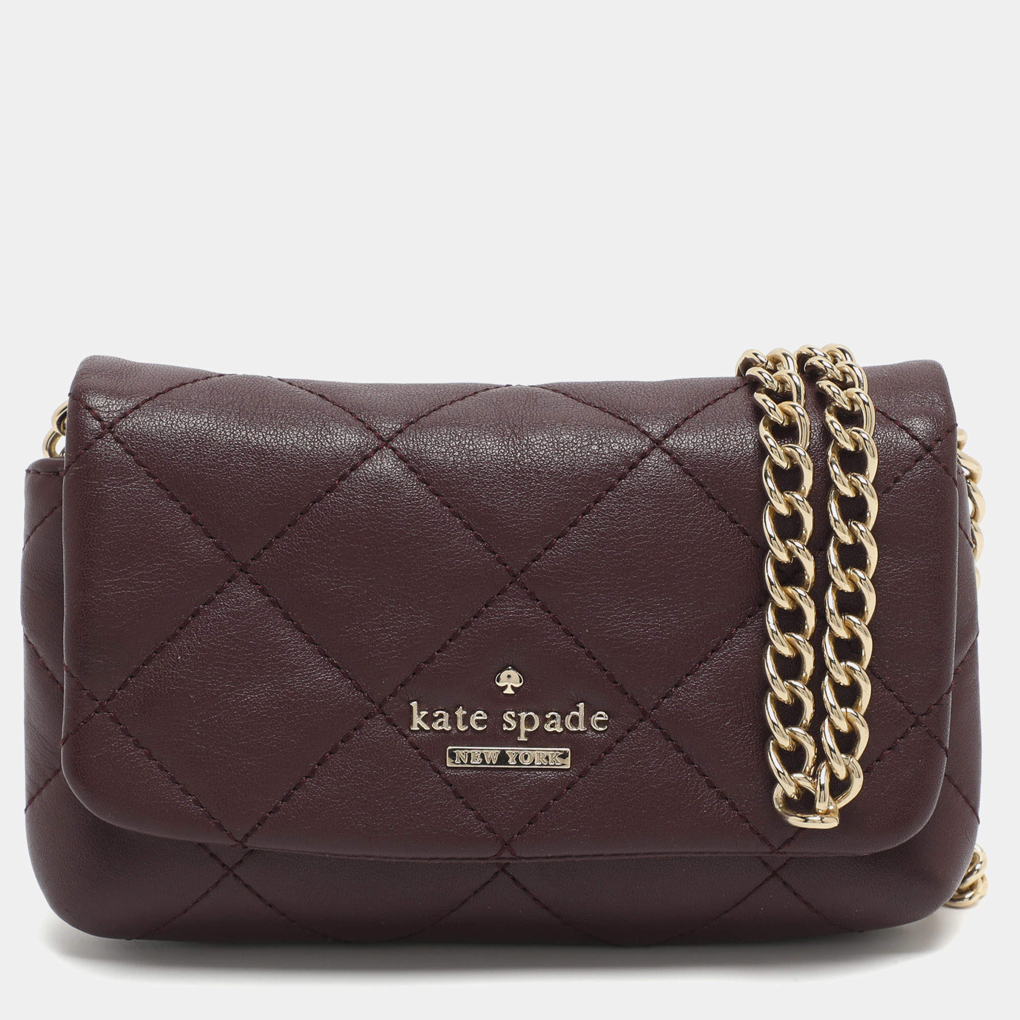Pre Owned Kate Spade Burgundy Leather Mini Crossbody Bag