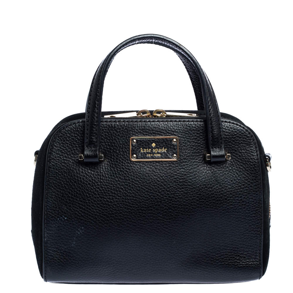 Pre Owned Kate Spade Black Leather and Nubuck Crossbody Bag