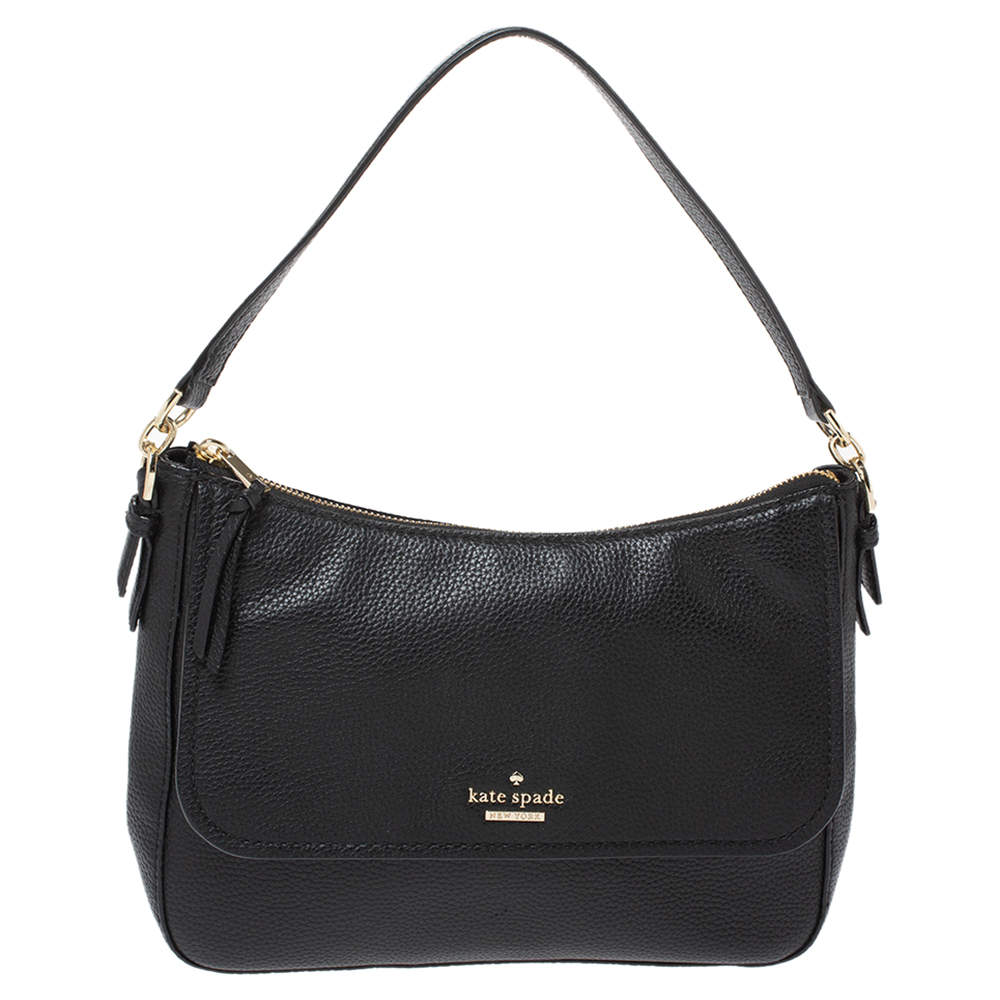 مملوكة مسبقًا حقيبة كتف كيت سبيد قلاب جلد أسود