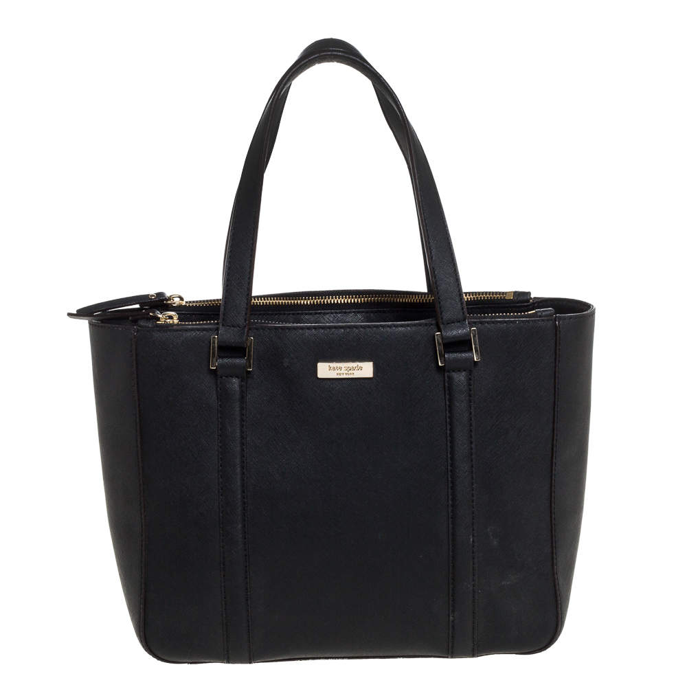 مملوكة مسبقًا Kate Spade Black Leather Double Zip Tote