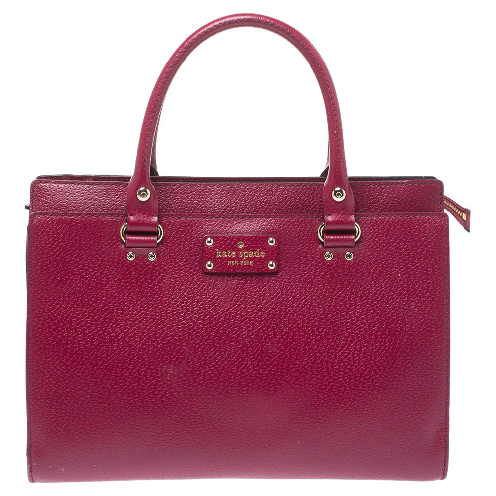 Pre Owned Kate Spade Magenta Leather Wellesley Durham Tote