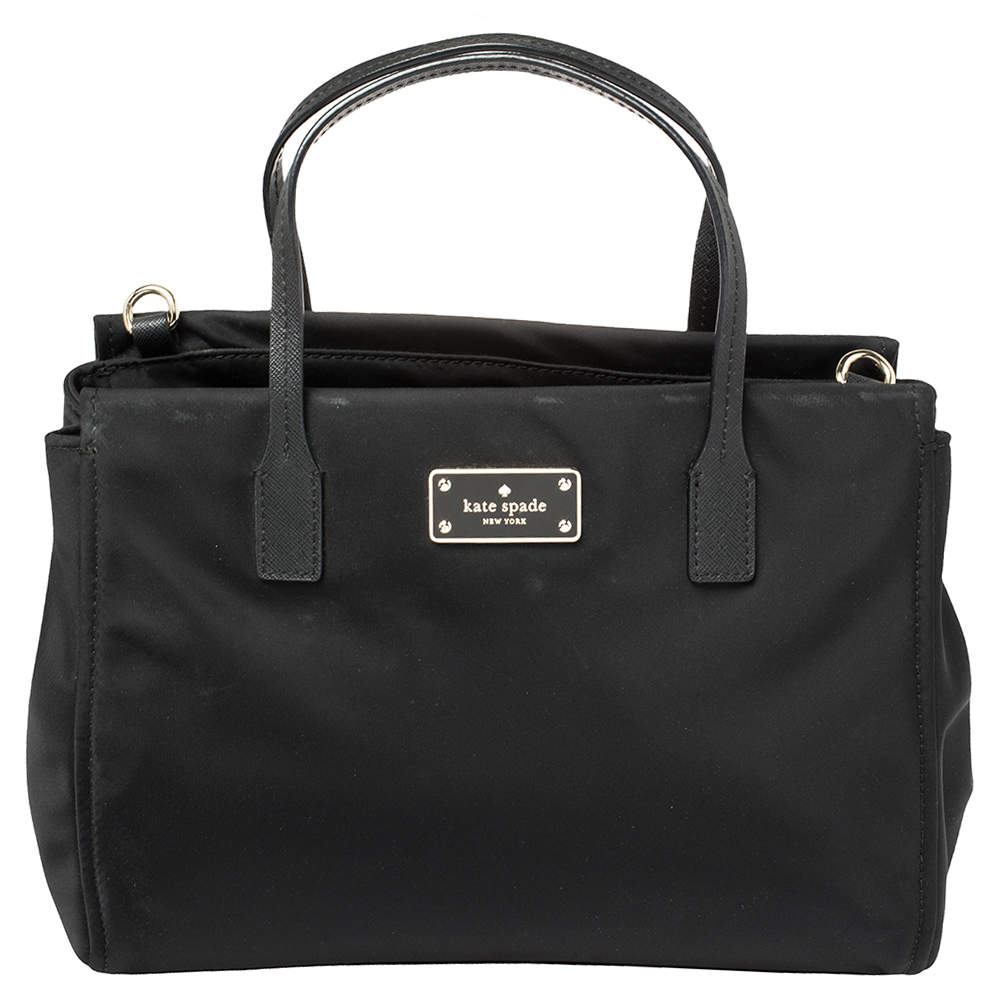 Pre Owned Kate Spade Black Nylon And Leather Avenue Tote