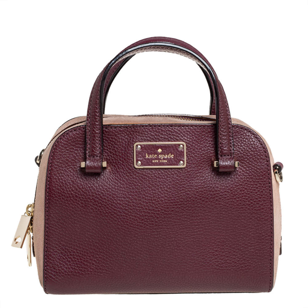 Pre Owned حقيبة كيت سبيد جلد عنابي/بيج وسويدي