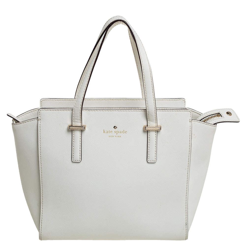 Pre Owned حقيبة يد توتس كيت سبيد سيدار ستريت هايدين جلد أبيض 