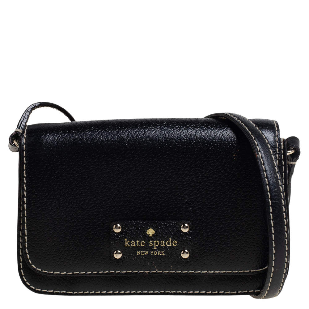 Pre Owned Kate Spade Black Leather Crossbody Bag