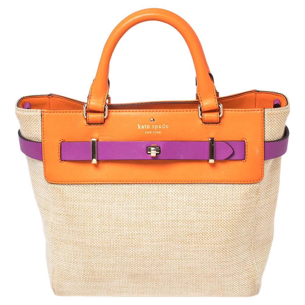 مملوكة مسبقًا Kate Spade Multicolor Leather And Canvas Bourbon Street Tote