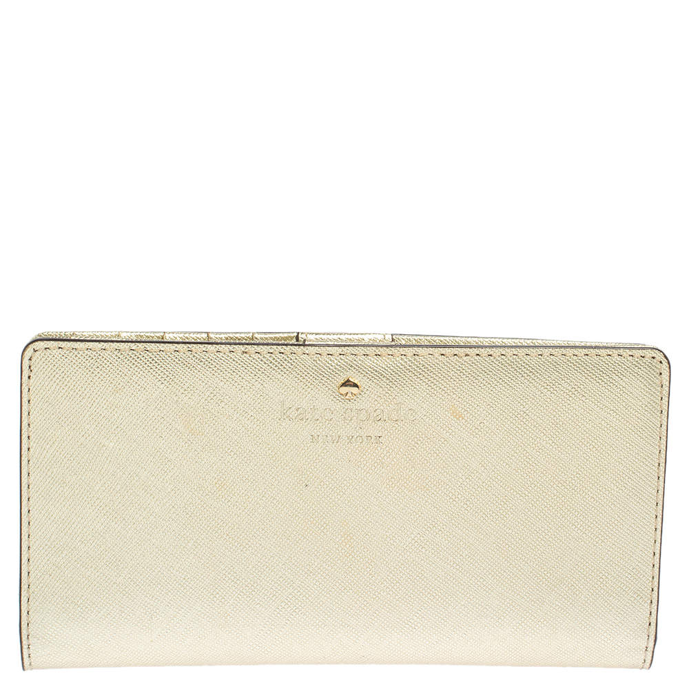 Kate Spade Metallic Gold Leather Long Flap Wallet
