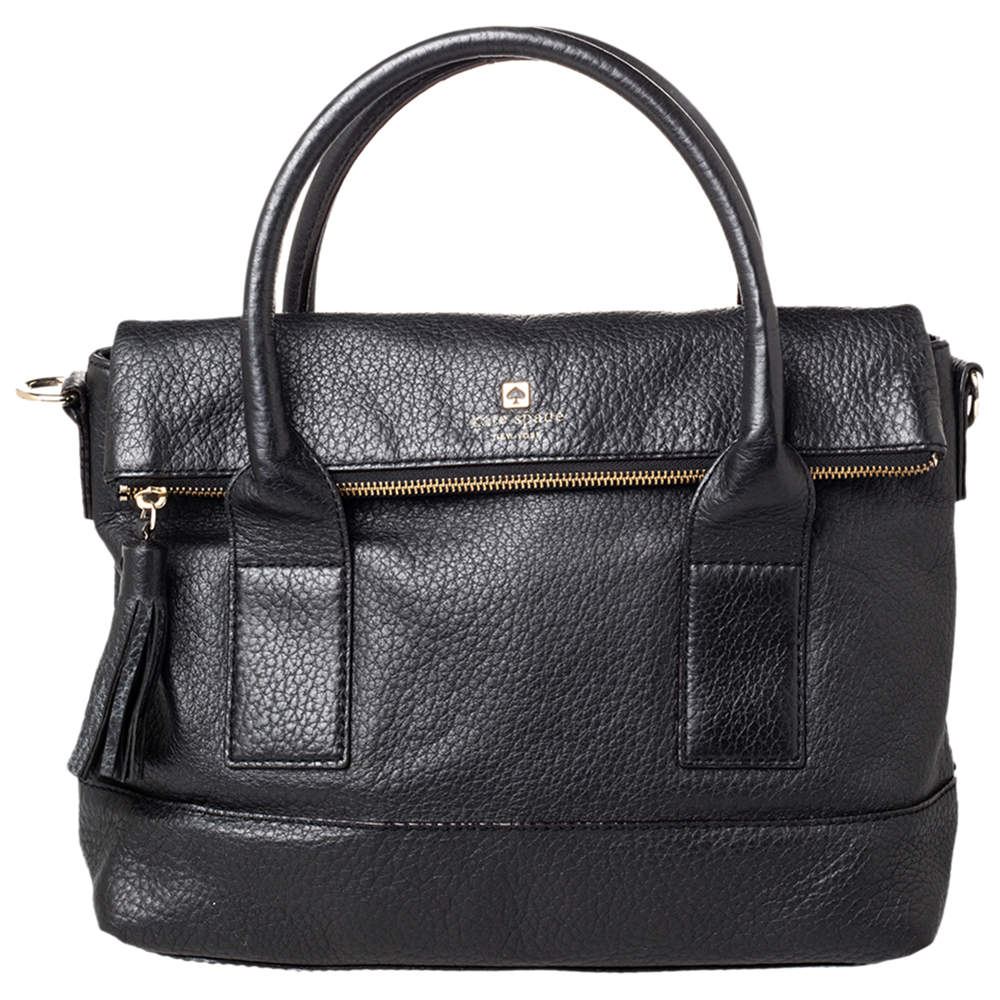 Kate Spade Black Leather Foldover Tote