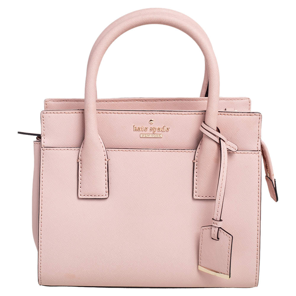 Pre Owned حقيبة يد توتس كيت سبيد كاميرون ستريت كانداس جلد برتقالي زهري