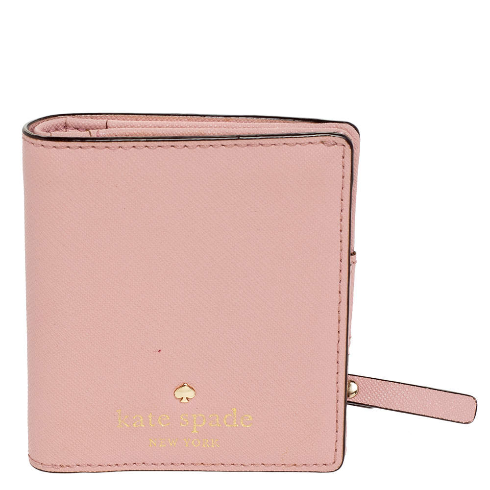 Pre Owned Kate Spade Pink Leather Bifold Wallet