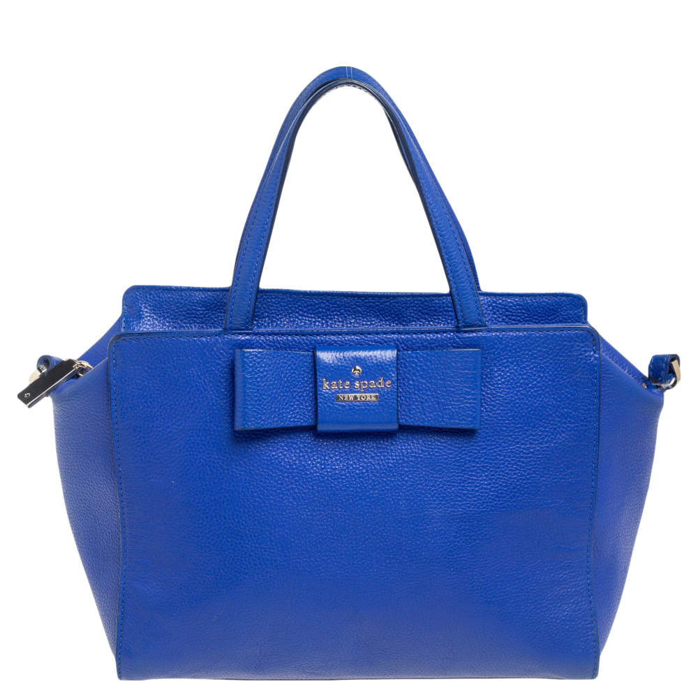 Pre Owned Kate Spade Blue Leather Bow Satchel