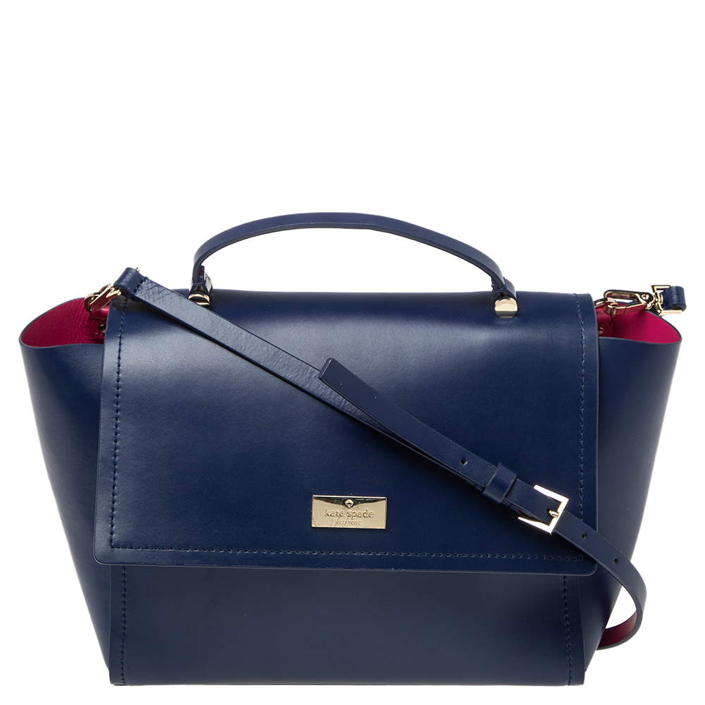 Pre Owned Kate Spade Blue Leather Brynlee Top Handled Bag