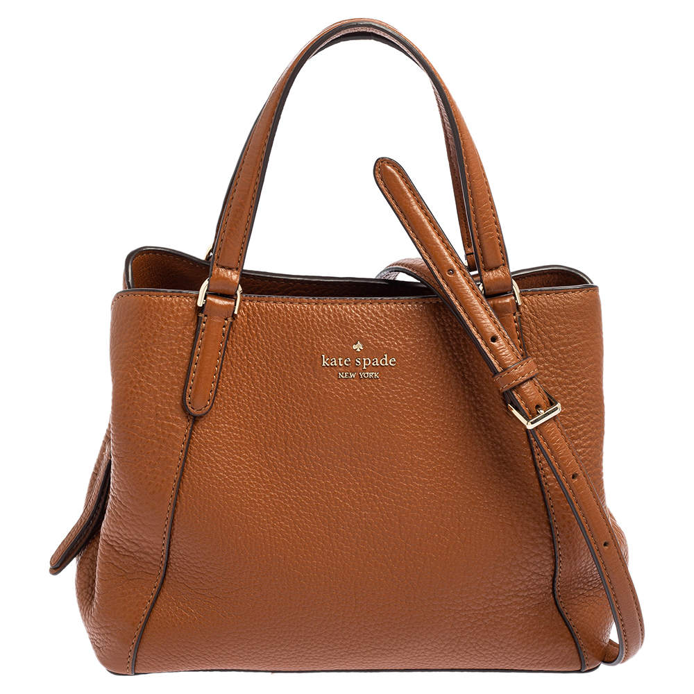 Pre Owned Kate Spade Brown Grained Leather Jackson Tote