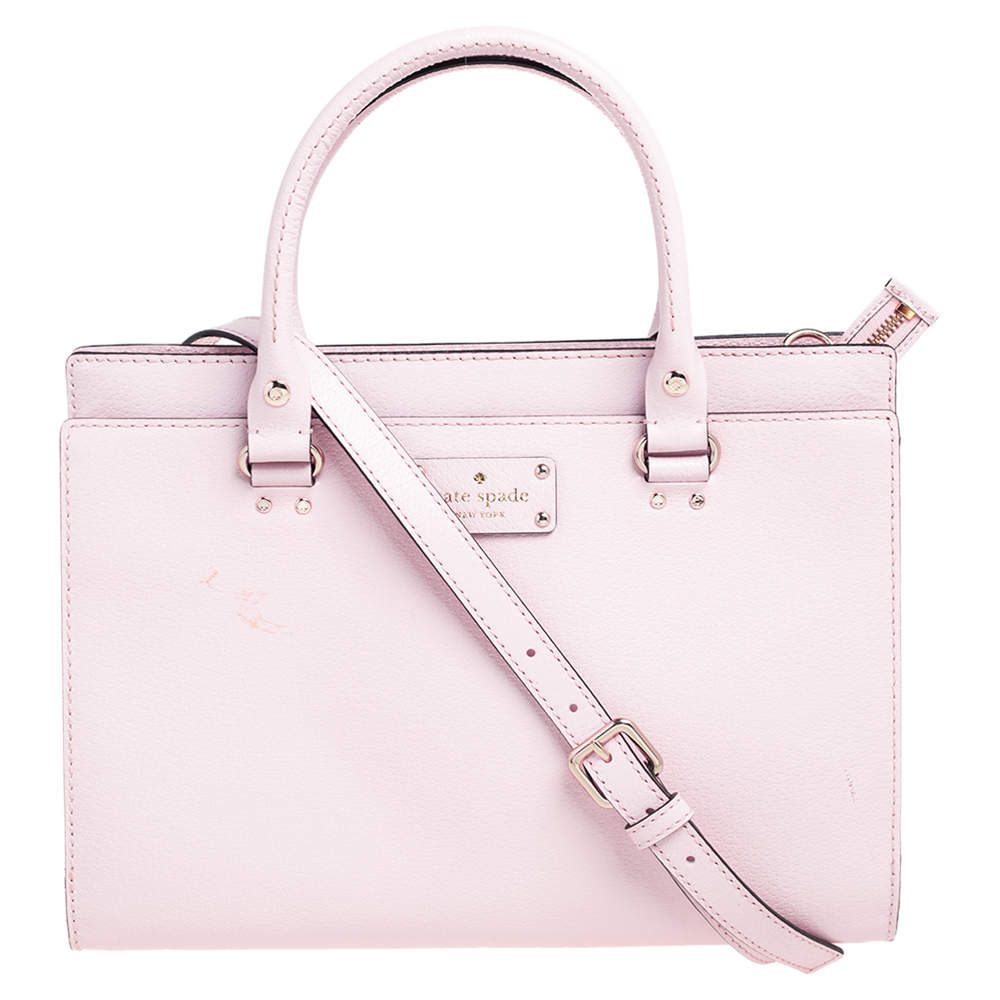 Pre Owned Kate Spade Pink Leather Wellesley Durham Top Handle Bag