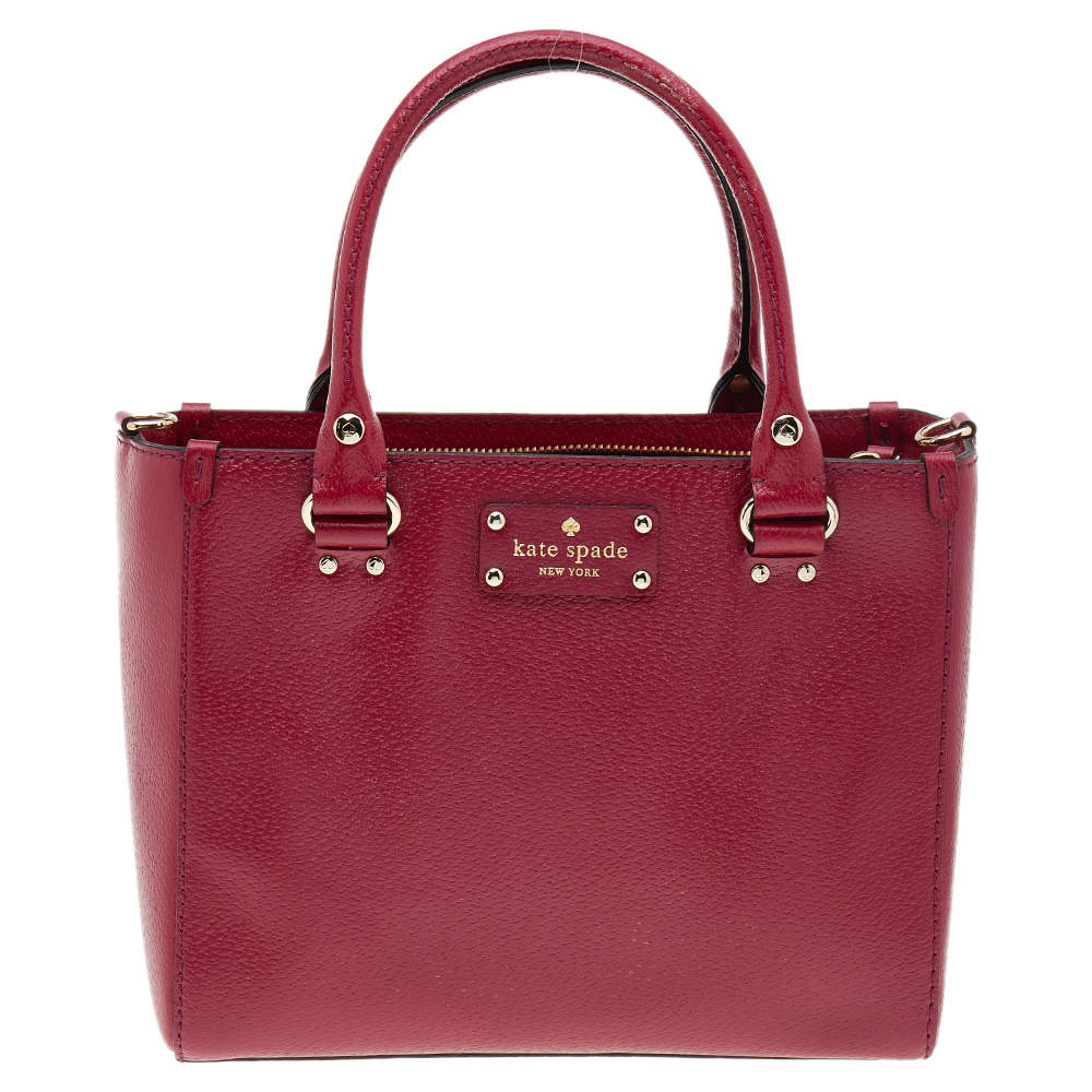 Pre Owned Kate Spade Wine Red Leather Wellesley Shoulder Bag