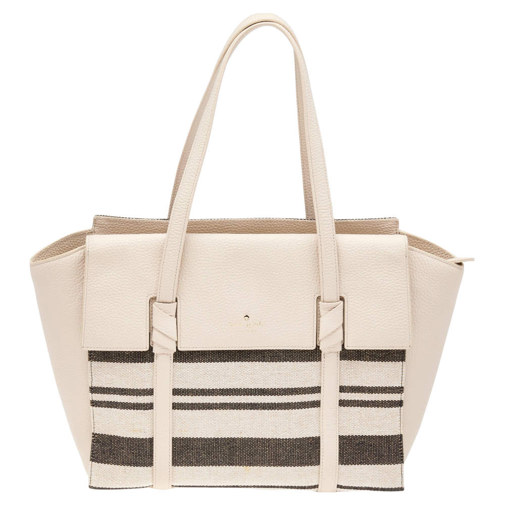 Kate Spade Cream/Balck Canvas and Leather Abigail Tote Kate Spade | TLC