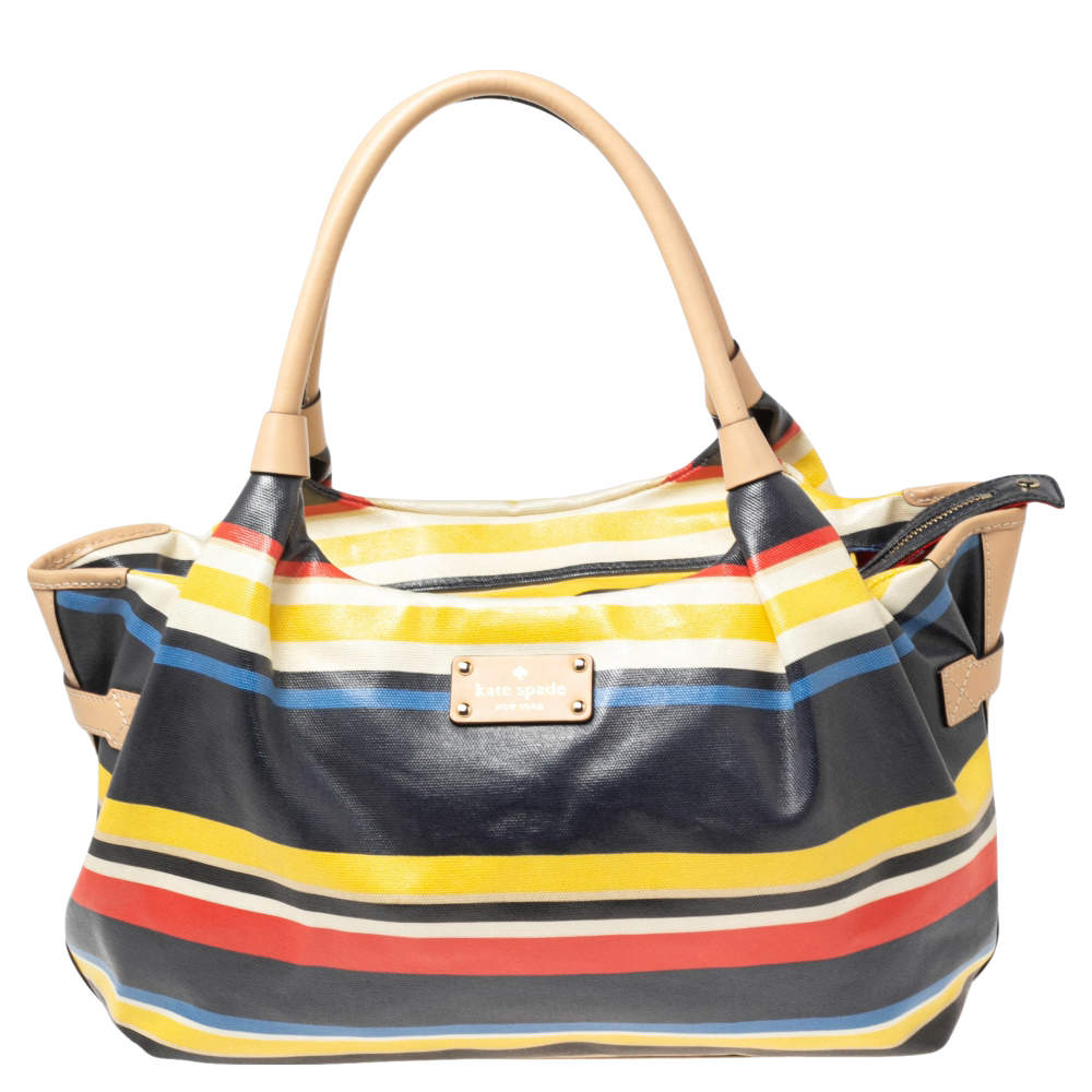 Pre Owned Kate Spade Multicolor Stipe Leather Stevie Satchel