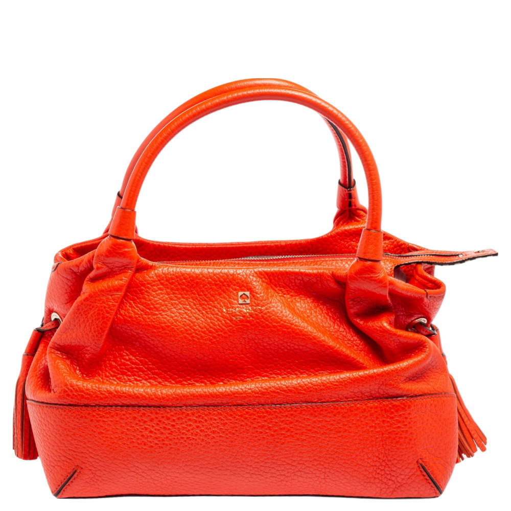 Pre Owned Kate Spade Orange Leather Stevie Southport Avenue Flame Satchel