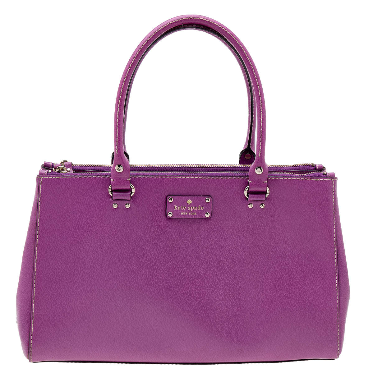 Pre Owned Kate Spade Fuchsia Leather Double Zip Tote