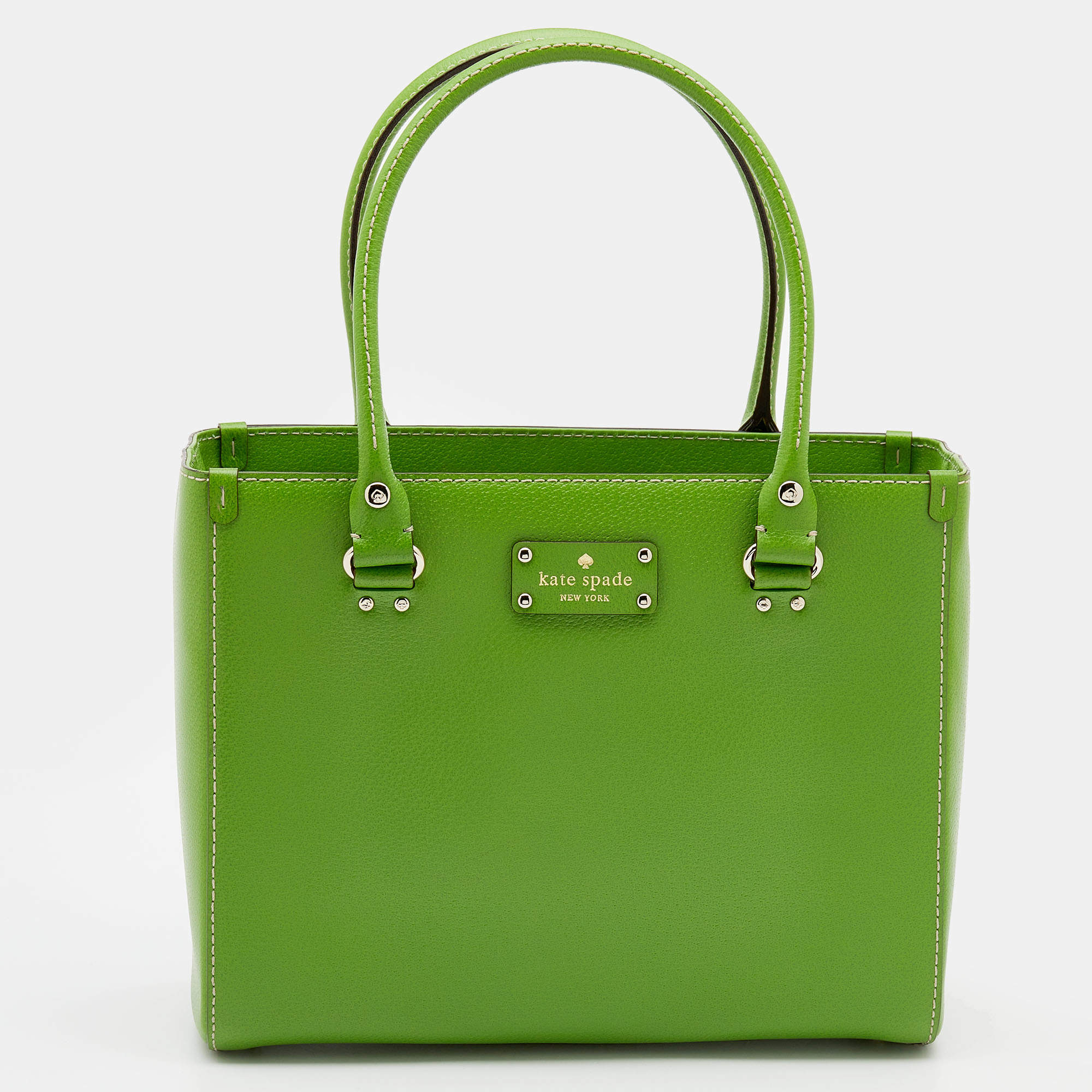 Pre Owned Kate Spade Green Leather Quinn Wellesley Tote