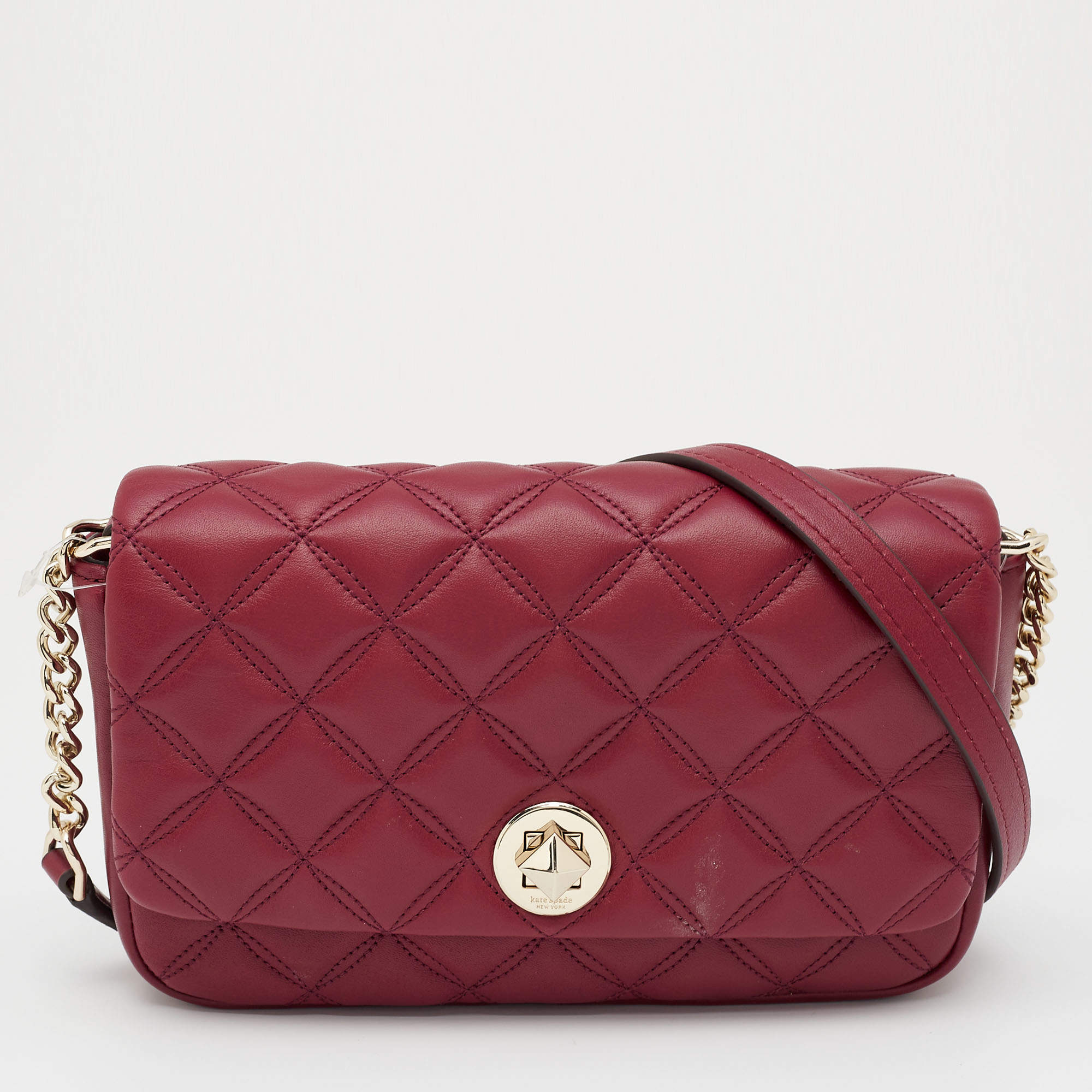 Kate Spade Burgundy Quilted Leather Natalia Crossbody Bag Kate Spade The Luxury Closet 8634