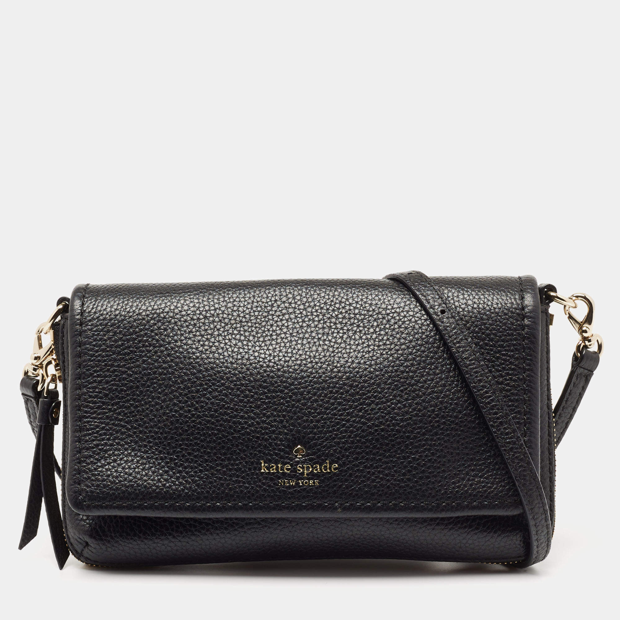 مملوكة مسبقًا حقيبة كروس كيت سبيد جلد أسود بقلاب