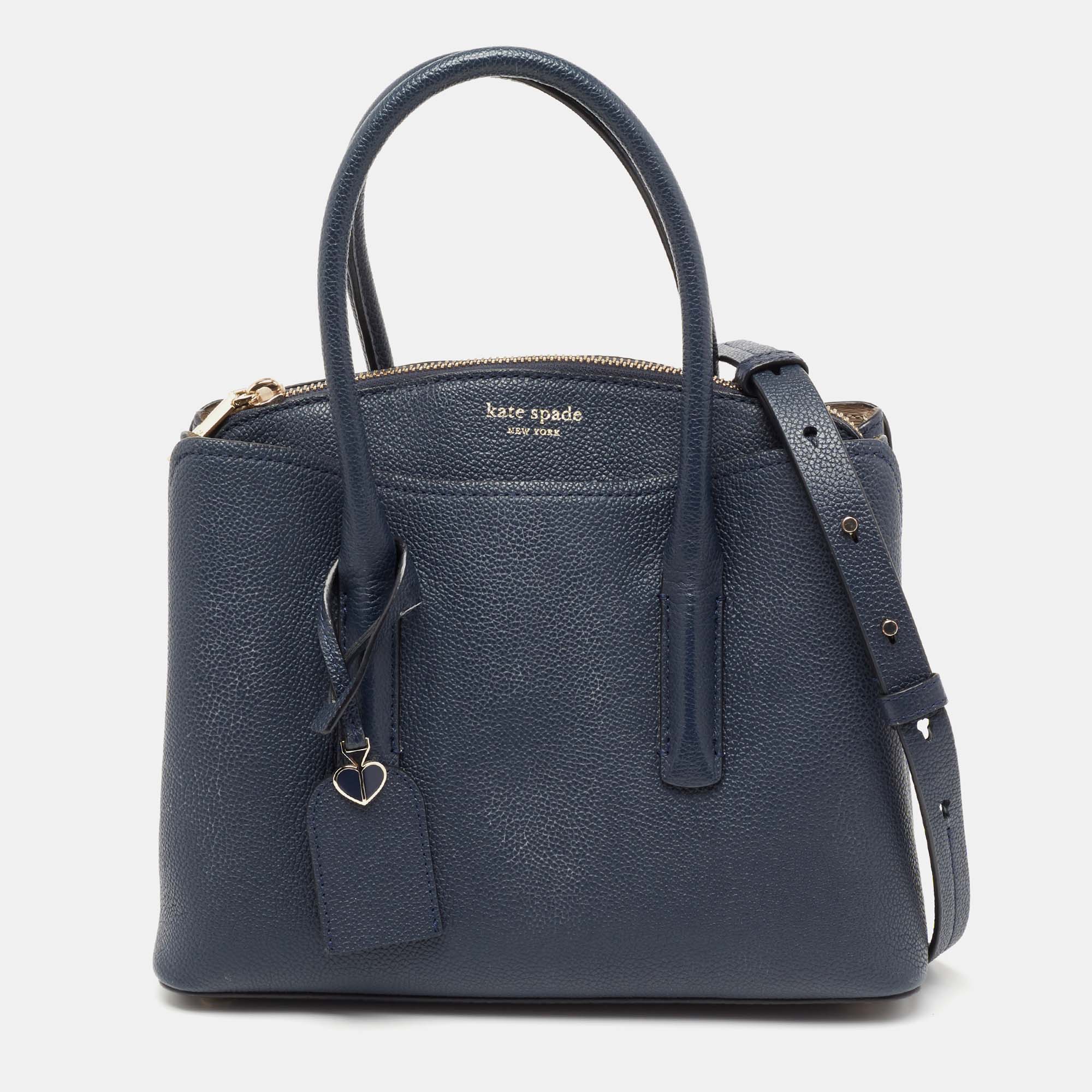 Pre Owned Kate Spade Blue Leather Margaux Satchel
