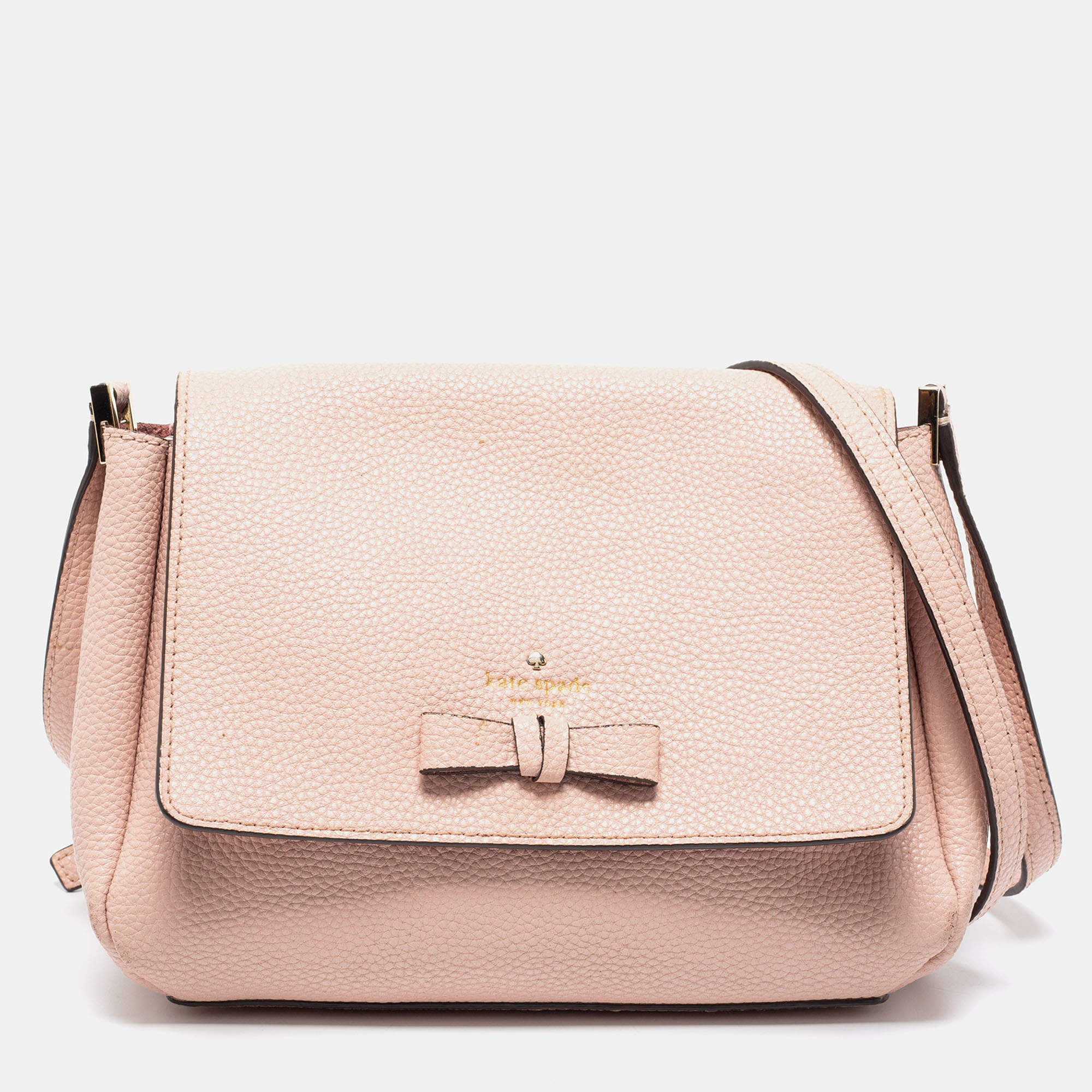 Pre Owned Kate Spade Light Pink Leather Pershing Street Ava Crossbody Bag