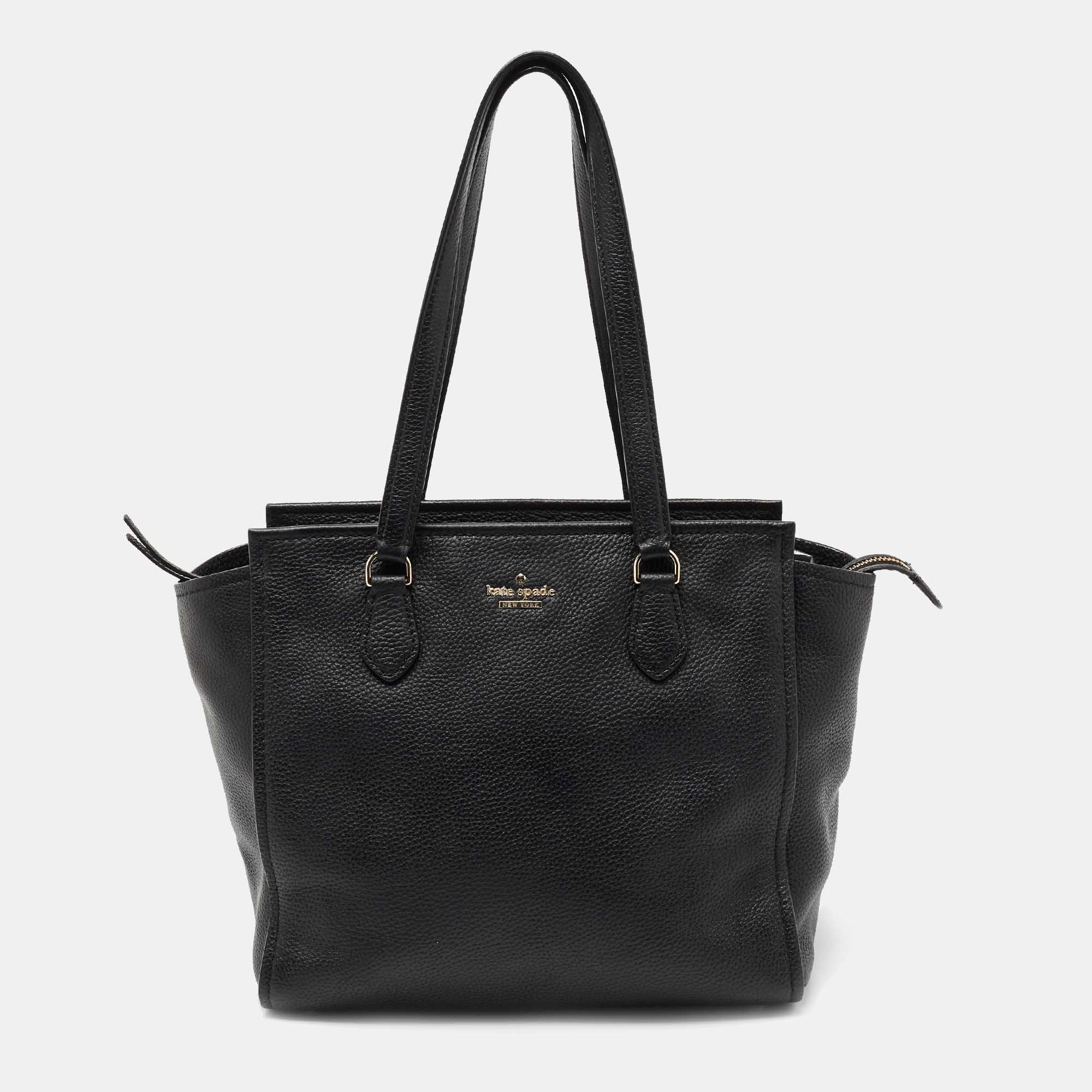 Pre Owned Kate Spade Black Leather Small Jackson Street Hayden Tote