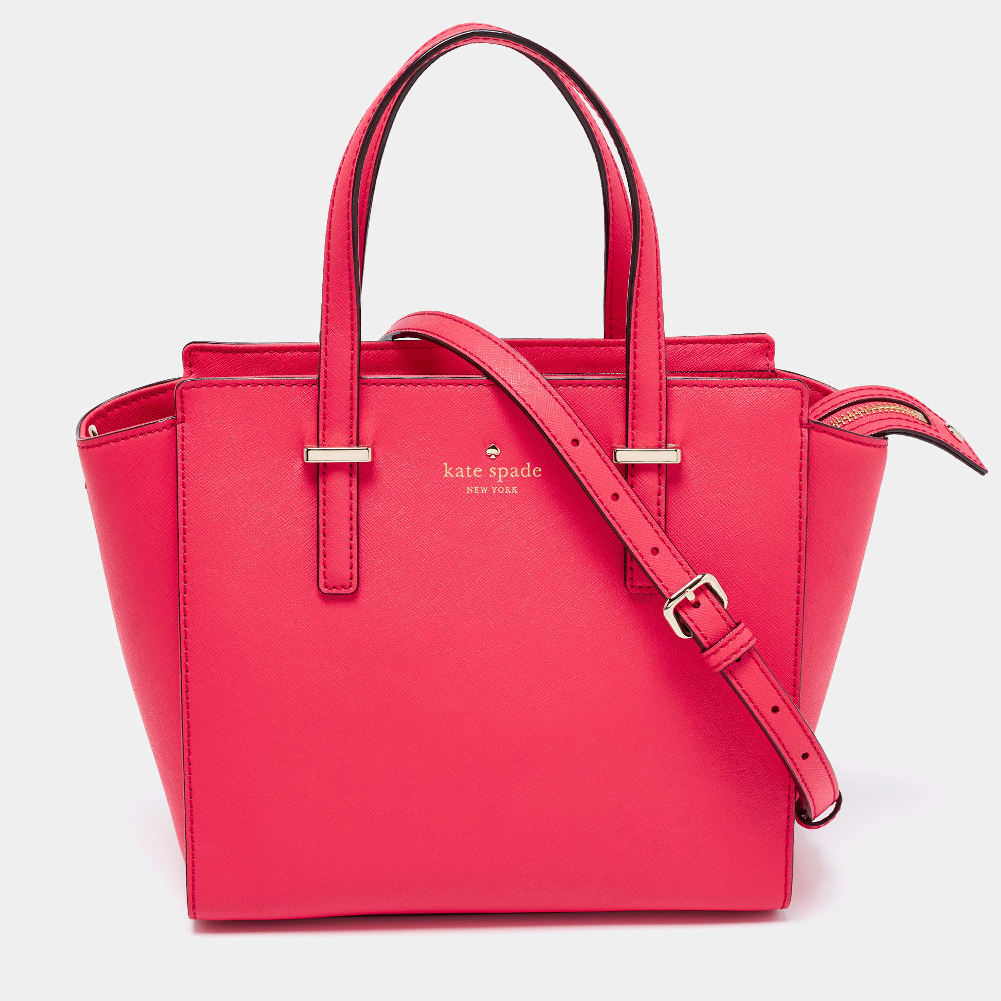 Pre Owned Kate Spade Coral Red Leather Cedar Street Hayden Tote