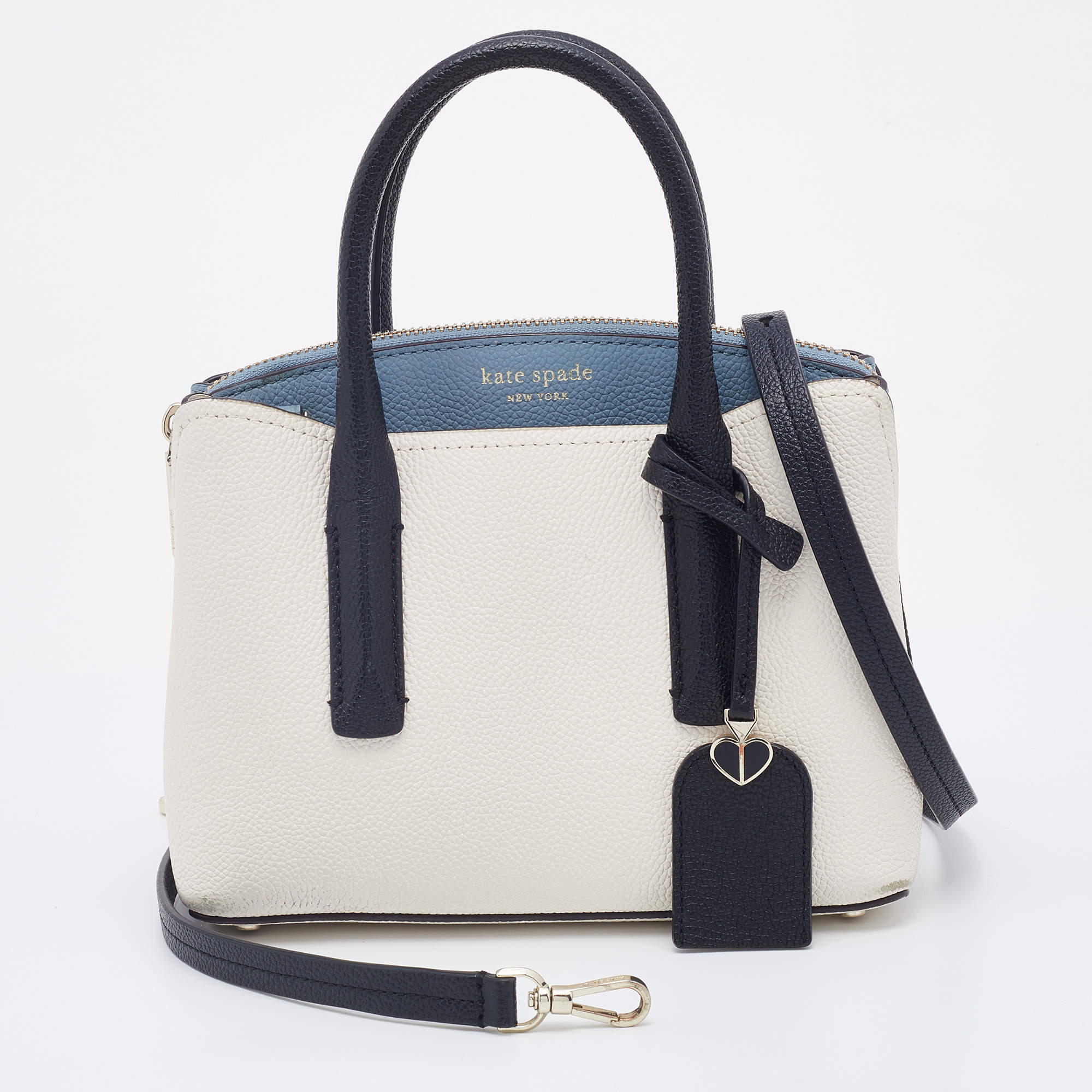 Pre Owned Kate Spade Tri Color Leather Margaux Mini Satchel 