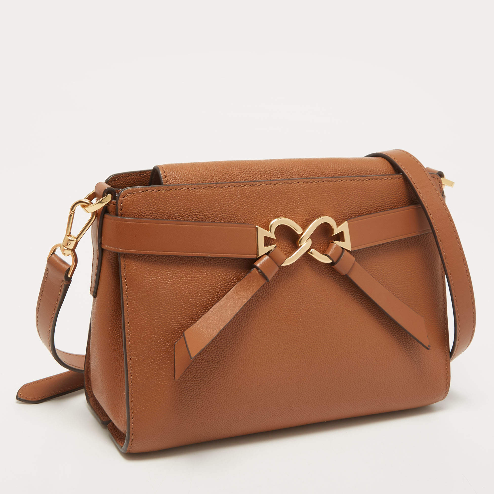 Kate Spade New York brown Glazed Leather medium fold over crossbody bag