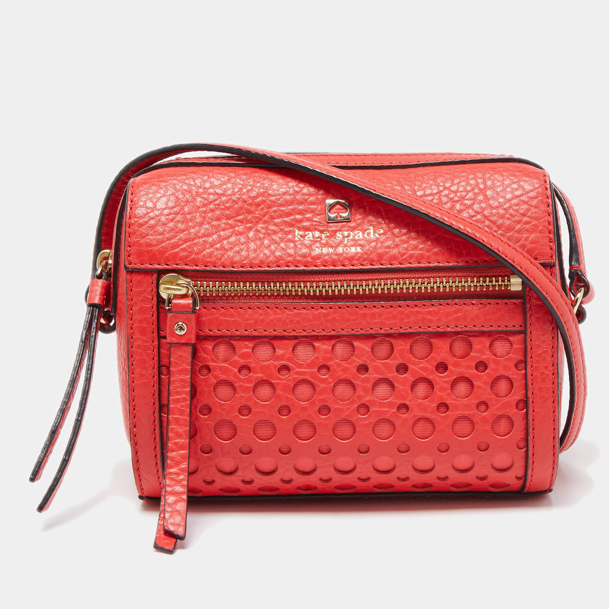 Kate Spade Red Perforated Leather Perri Lane Looloo Crossbody Bag