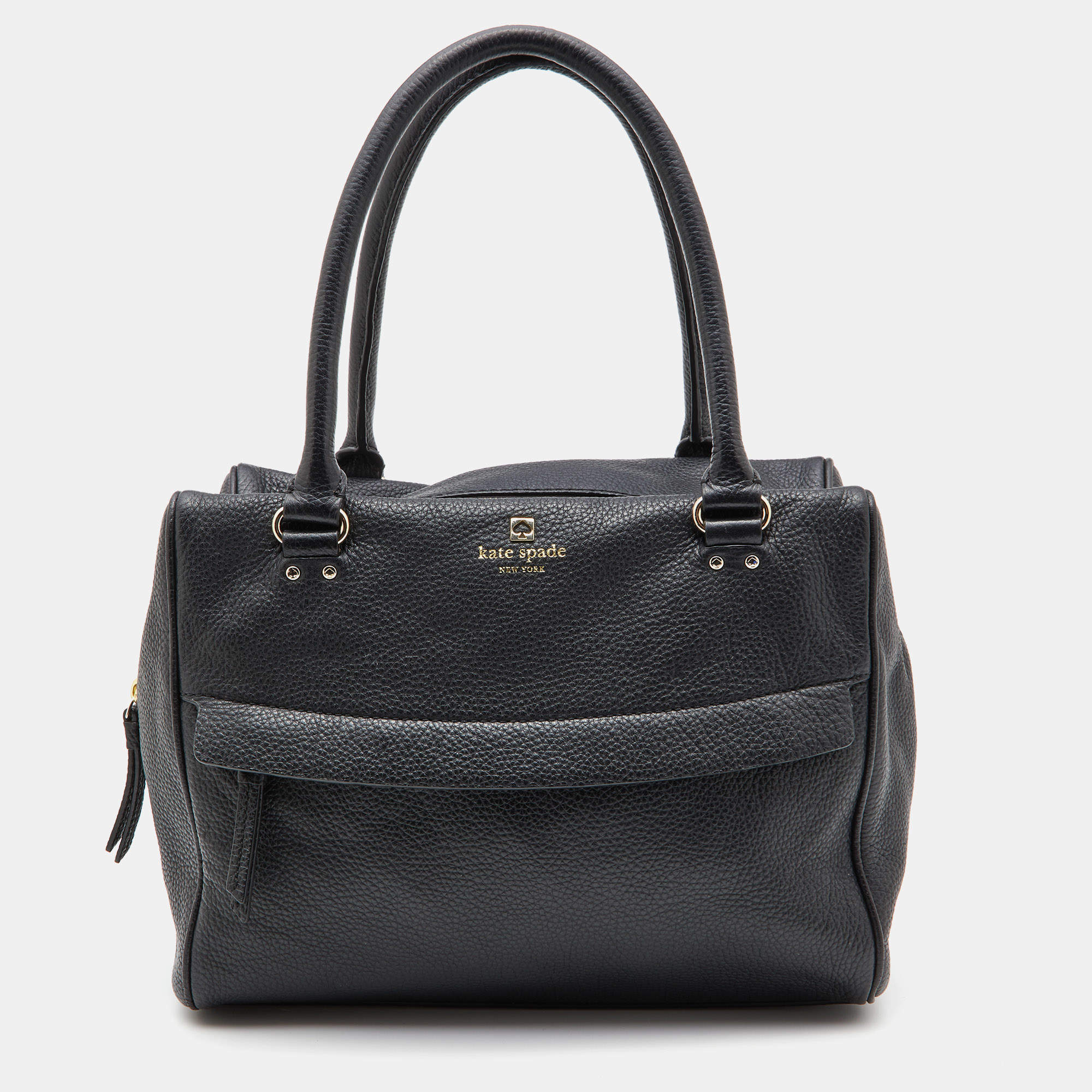 Kate Spade Black Leather Zip Satchel 