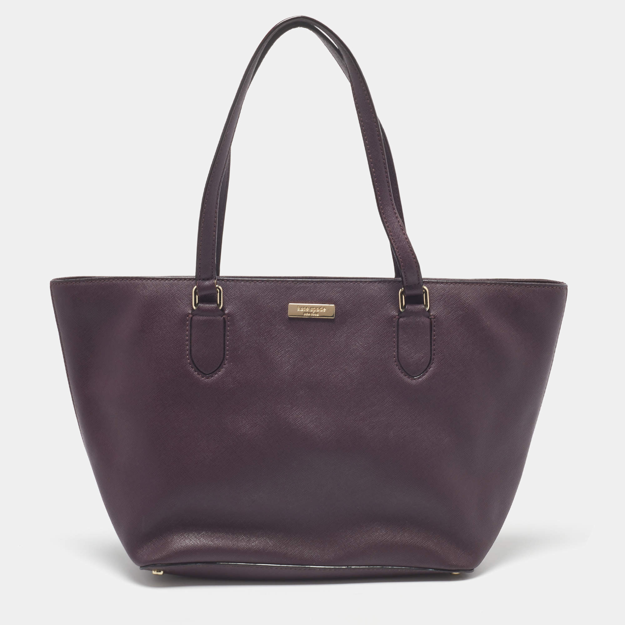 Pre Owned Kate Spade Purple Leather Zip Tote