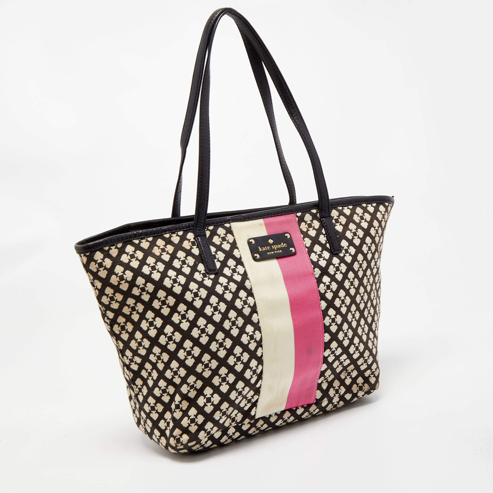 Kate Spade Hawthorne Lane Striped Coated Canvas Tote in Black