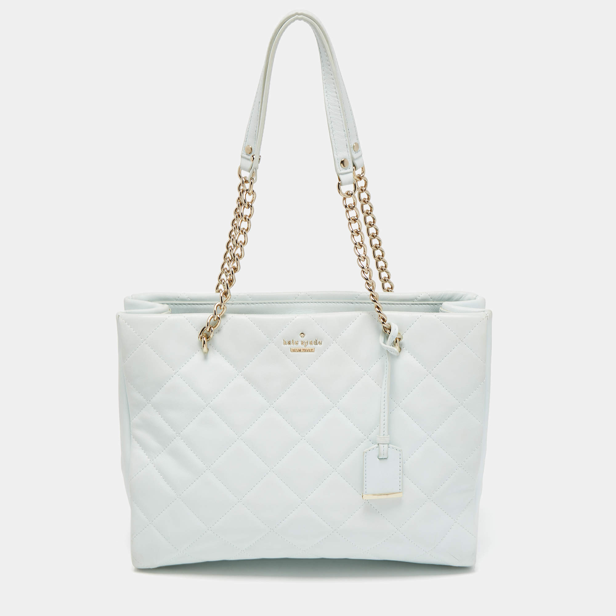 Pre Owned Kate Spade Light Blue Quilted Leather Emerson Place Phoebe Tote