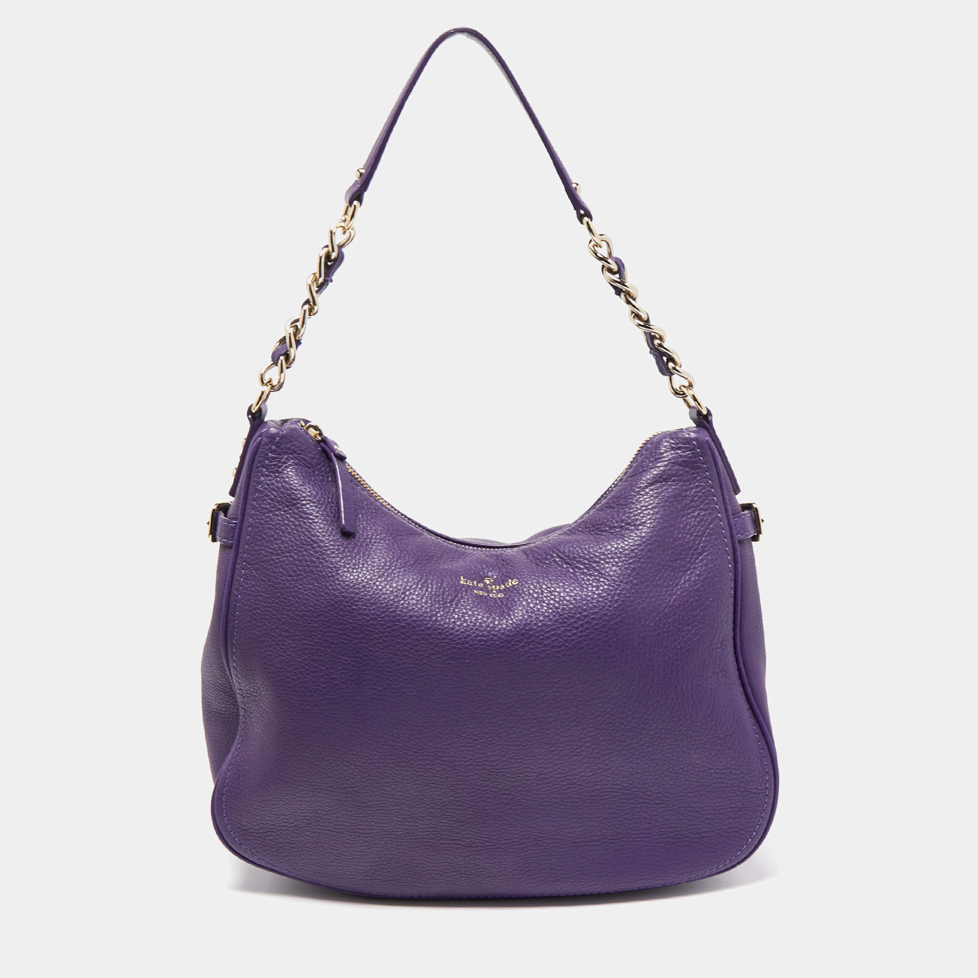 Pre Owned Kate Spade Purple Pebbled Leather Finley Hobo
