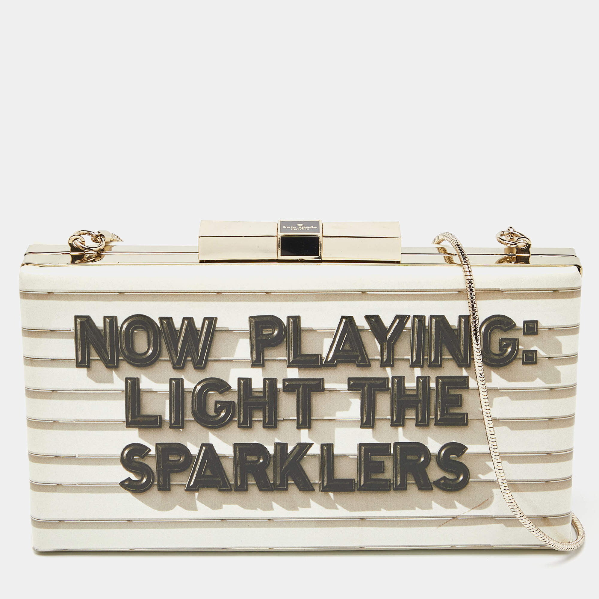 Pre Owned Kate Spade Beige Patent Leather Frame Clutch